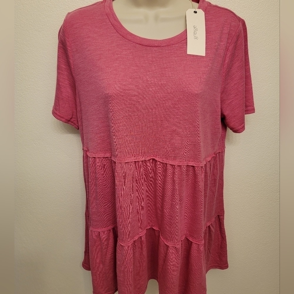 Greige Baby Doll Tiered Top